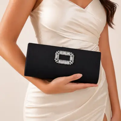 Wedding Satin Clutch Bags in Black