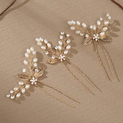 Rhinestone Perle Sett Hårnåler Hårtilbehør bryllup Hårpynt (Sett med 3) 