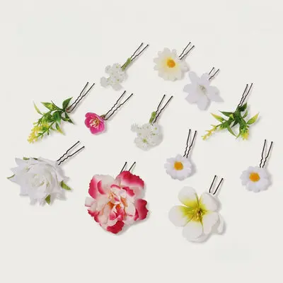 Flores acessórios de cabelo casamento conjuntos (conjunto de 12)