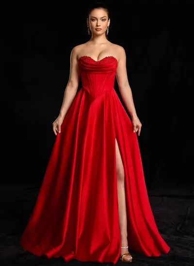 A-line kjole Sweetheart Sateng Kle