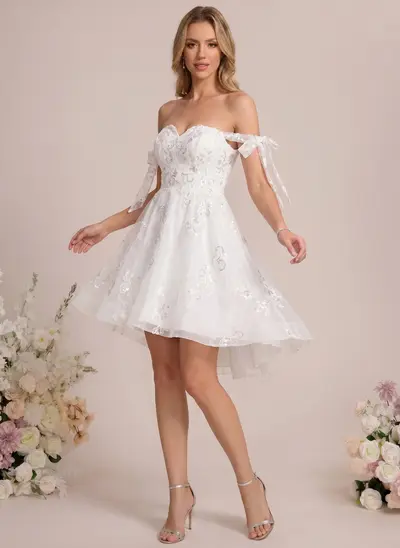 A-line Sequins Convertible Lace Dress