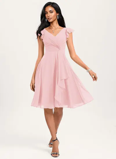 A-line Ruffle Chiffon Dress