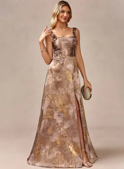 Abiti linea a piazza a terra jacquard abito da sera con floreale 3d 