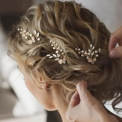 Pearl Rhinestone Sets Hair Pins Hair Accessories Wedding Headpieces (Set of 3) 