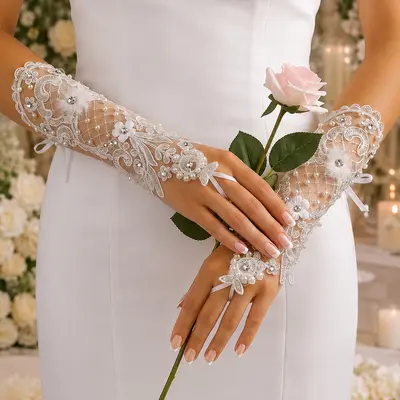 1 par guantes de novia sin dedos regalos de la novia encaje