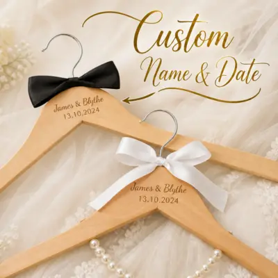 1-pair Personalized Wedding Hanger Set Bride Gifts Wooden