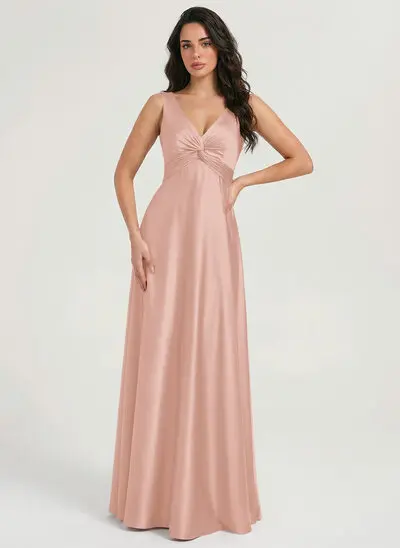 A-line Ruched Matte Satin Dress