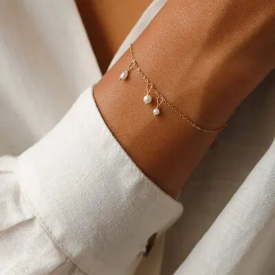 Säädettävä makeanveden helmi charm rannekkeet 