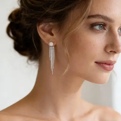 Tassels Pearl Drop Earrings Wedding Jewelry For Bridesmaid