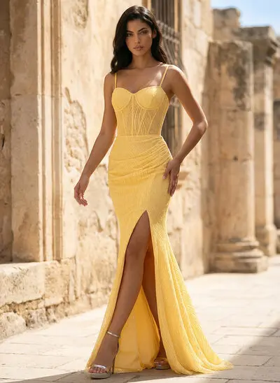 Syrena Dekolt w kształcie serca Ramiączka Spaghetti Sukienka