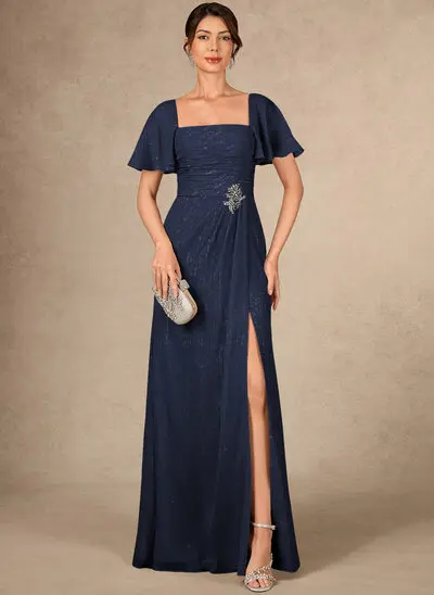 A-line Square Pleated Metallic Dress