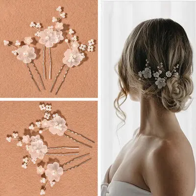Wedding Headpiece Pearl Flower Hair Pins (Set of 3)