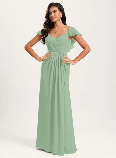 A-line Ruffle Chiffon Dress