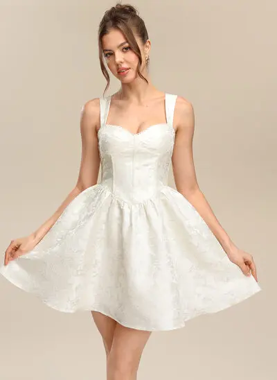 A-line Sweetheart Sleeveless Bow Jacquard Dress