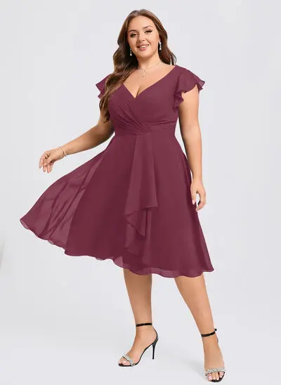 A-line Ruffle Chiffon Dress