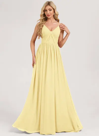 A-line Ruched Chiffon Dress