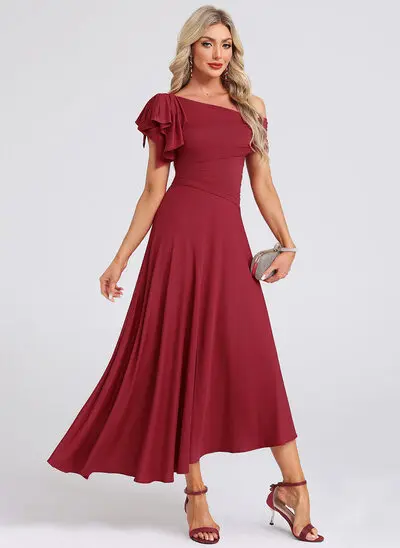 Robe maxi à une épaule en jersey