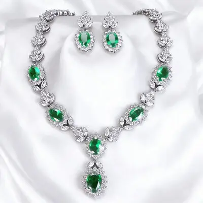 Luxurious Cubic Zirconia Wedding Earrings Necklace Jewelry Set Jewelry Sets (Set of 2) 