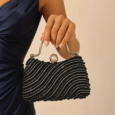 Casual poliéster sacos de noite em preto