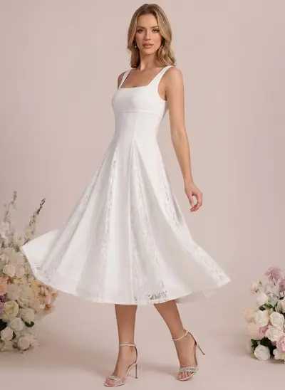 A-line Square Lace Dress