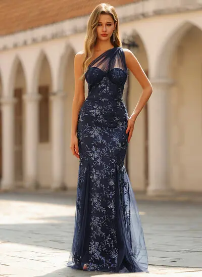 Trumpettimekot/merenneito kulta laskostettu tylli mekko