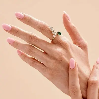 Elegant Leaf Rhinestone Open Rings 