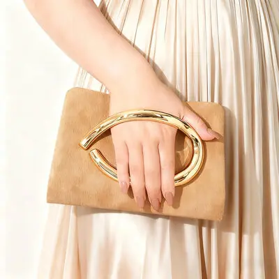 Elegant Party Formal Evening Cocktail Flannelette Material Clutch Bags in Khaki 