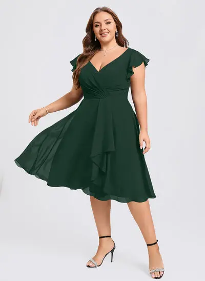 A-line Ruffle Chiffon Dress
