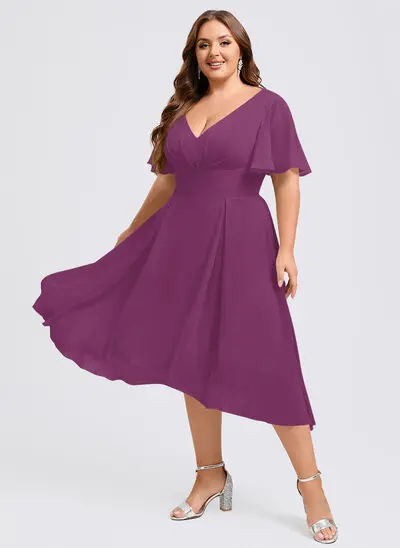 A-line Ruffle Chiffon Dress