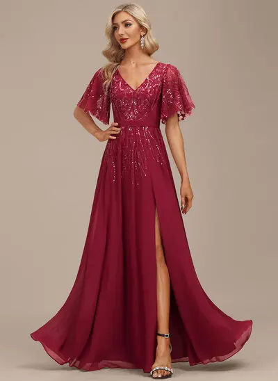 A-линии блестки кружевной Платье