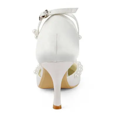 Women's Stiletto Pumps with Bowknot Design and Rhinestone Detail