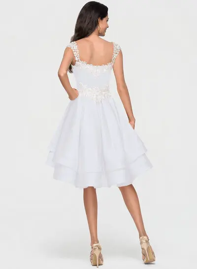 Robe trapèze cache cœur asymétrique satiné robe de soirée étudiante avec brodé robe à volants 