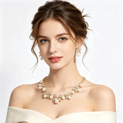 Strass élégante mariage parures bijoux pour femmes boucles d'oreilles et collier (lot de 2)