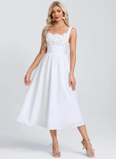 3D blomster Midi Kjole