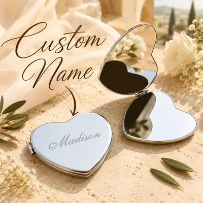 1 pc Personaliseret Compact Mirror Rustfrit stål