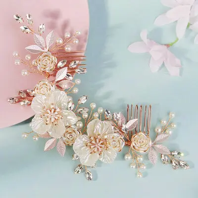 Pearl Rhinestone Floral Hair Combs Hair Accessories Wedding Headpieces 