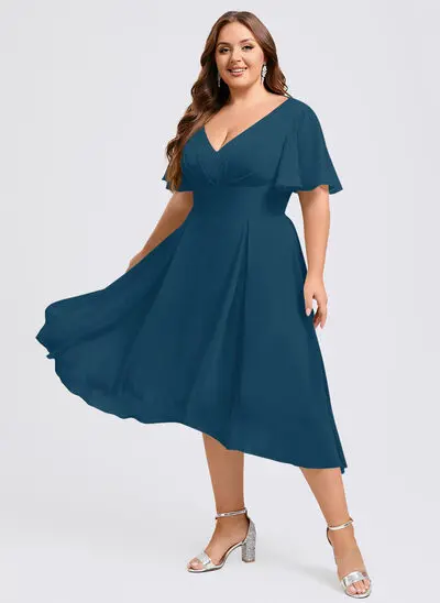 A-line Ruffle Chiffon Dress