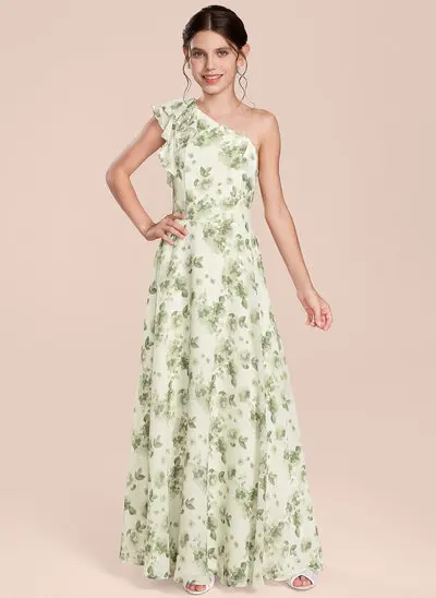 A-line One Shoulder Ruffles Dress