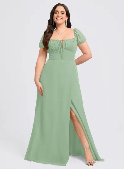 A-line Square Ruffle Chiffon Dress