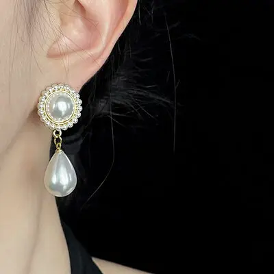 Formal vintage derrubar pérola brincos gota 