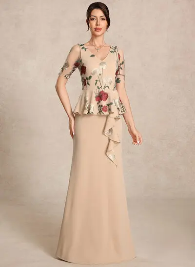 Trumpet/Mermaid V-Neck Embroidered Lace Dress