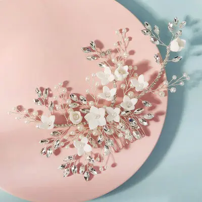 Pearl Rhinestone Floral Hair Combs Hair Accessories Wedding Headpieces 