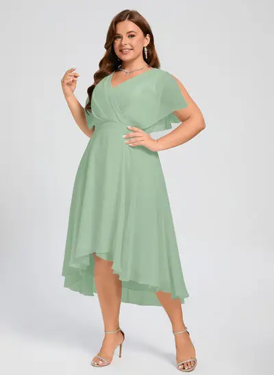 A-line Ruffle Chiffon Dress