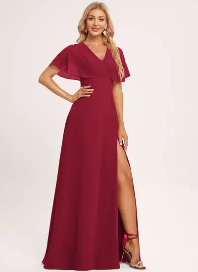 A-line Ruffle Chiffon Dress