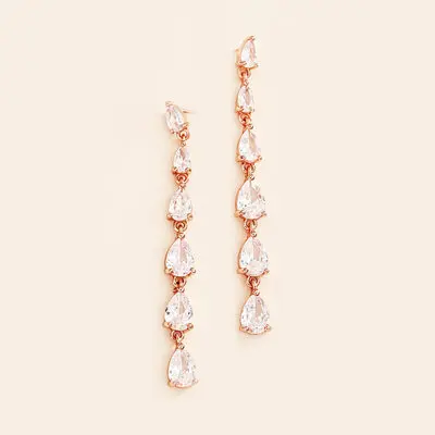 Intemporel poire zircon cubique boucles d'oreilles mariage bijoux pour la mariée et les demoiselles d'honneur