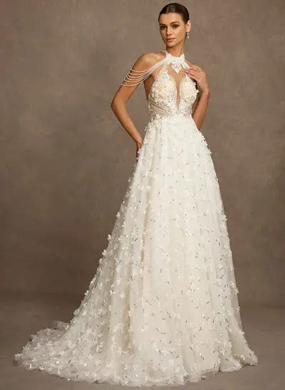 Vestido línea a con lentejuelas de encaje