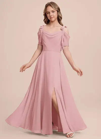 Kjole A-line kjole i Chiffon med Cowl Sløyfe