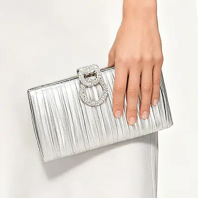 Tekojalokivi tyylikäs häät juhla kävelyttää ilta polyesteri kytkinlaukut sisään hopea 