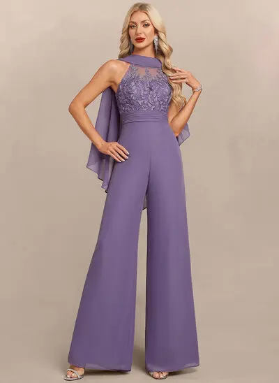 Manga capa chiffon maxi macacão