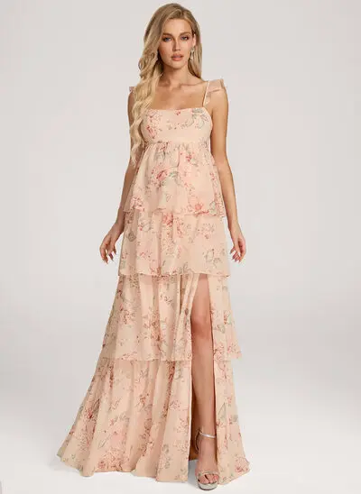 A-line Square Ruffle Chiffon Maternity Dress